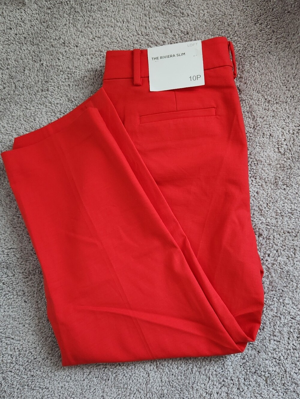 LOFT Riviera Slim Ankle Pants in Bright Coral - Petite